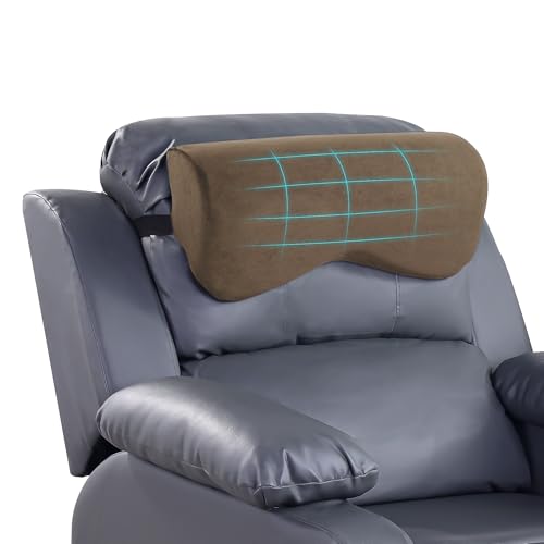 HOMBYS Cervial Neck Pillow for Recliner, Foam Headrest Cushion for Sleeping, Medium Firm Neck Support for Couch, Office Chair and Car, Non-Slip Backing and Elastic Straps, Coffee - color: Coffee Color