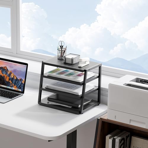 Fenge Desk Shelf Organizer, 4-Tier Tower Desktop Office Shelves, Black - color: Black
