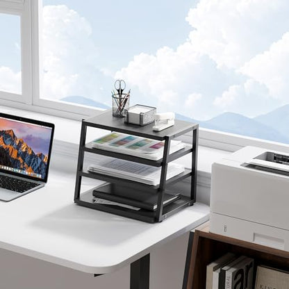 Fenge Desk Shelf Organizer, 4-Tier Tower Desktop Office Shelves, Black - color: Black