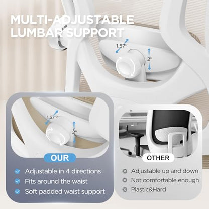 Ergonomic Office Chair with Footrest,Ultra Thick Desk Chair,Cream - color: Cream
