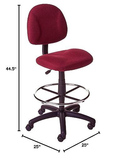 Boss Office Products B1615-BY Ergonomic Works Drafting Chair Without Arms, Burgundy, Mid-Back - color: Burgundy, style: No Arms