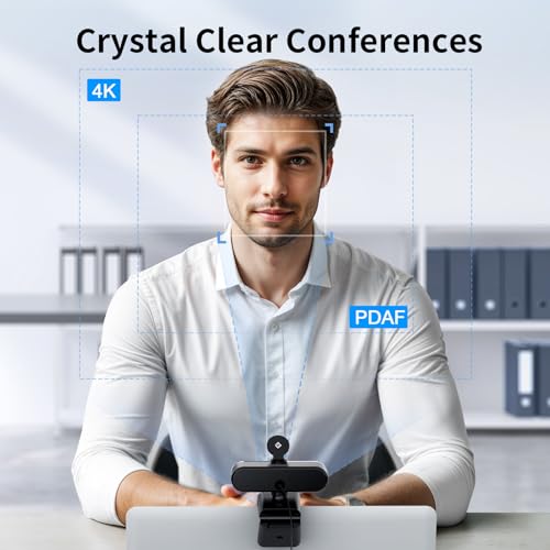 EMEET NOVA 4K Webcam for PC, Ultra 4K HD, PDAF Autofocus, Dual Omni Mics | 73° FOV, Auto Light Correction, USB-A, Privacy Cover, Ideal for High-End Business Meetings&Live Streaming - style: 4K PDAF Focus 2 Mics