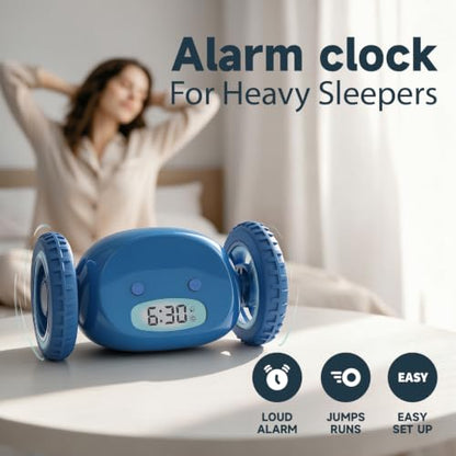 CLOCKY Runaway Digital Loud Rolling Alarm Clock for Heavy Sleeper Adults - color: Blue