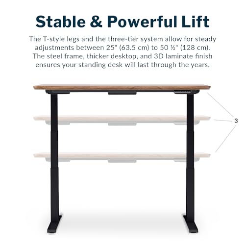 Vari Classic Electric Standing Desk – 60x30 – Walnut/Black - color: Walnut Top / Black Legs, size: 60 in x 30 in
