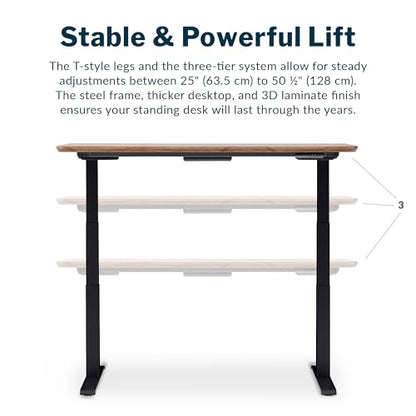 Vari Classic Electric Standing Desk – 60x30 – Walnut/Black - color: Walnut Top / Black Legs, size: 60 in x 30 in