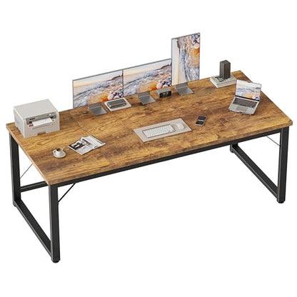 Mericonia 63 Inch Computer Desk, 1" Thick Large Office Table, Brown - color: Brown, size: 63*23,1"T