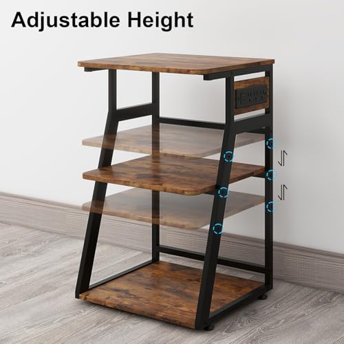 Natwind 3 Tier Printer Stand, 19.7"x15.7", with Charging Station,Retro - color: Retro, size: 19.7''x15.7''