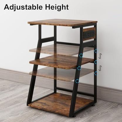 Natwind 3 Tier Printer Stand, 19.7"x15.7", with Charging Station,Retro - color: Retro, size: 19.7''x15.7''