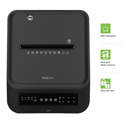 Aurora Commercial Grade 400-Sheet Autofeed High Security Micro Cut Paper and CD/Credit Card Shredder/ 240 Minutes Continuous Run Time Heavy Duty Shredder for Office/Security Level P-5 - size: 400-Sheet AutoFeed Micro Cut