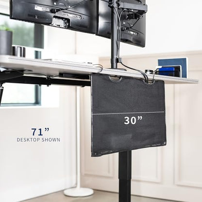 VIVO Black 30 inch Under Desk Privacy and Cable Management Organizer Sleeve, Wire Hider Kit Panel System, DESK-SKIRT-30 - size: 30" Panel