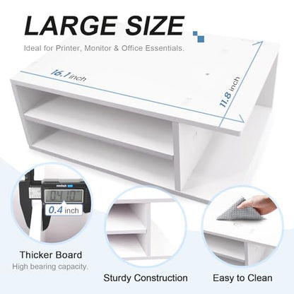 SONGWAY Printer Stand with Storage for Desk - Desktop Printer Shelf, Monitor Stand Riser, Desk Paper Storage Organizer for Home Office