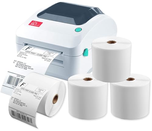 Arkscan 2054A-USB + USB/Ethernet Thermal Shipping Label Printer with Four Rolls of SL450 4x6 Shipping Labels - 450 Labels per roll