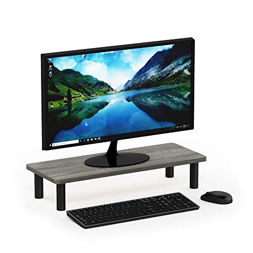 Furinno TURN-N-TUBE Monitor Stand Riser, 23.6" Wide Rectangle Monitor Riser, Laptop Stand for Desk, Office Desktop Accessories Organizers, Toolless Assembly, For Study Room, Dorm, French Oak - color: French Oak/Black, size: Rectangle
