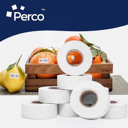 Perco 1 Line White Labels - 32,000 Blank Price and Date Gun Labels for Perco Lite, X, Plus and Pro 1 Line Price and Date Guns- 32 Rolls, 4 Sleeves - Made in USA - color: White, size: 4 Sleeves