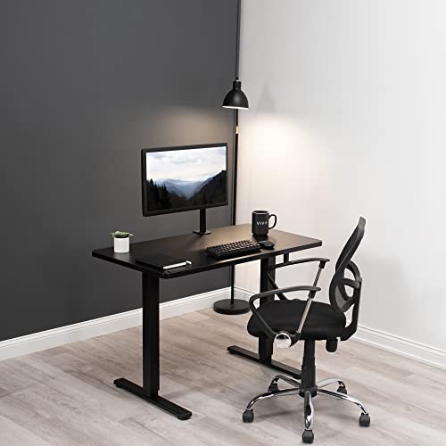 VIVO Manual Height Adjustable 43 x 24 inch Stand Up Desk, Dark Walnut Solid One-Piece Table Top, Black Frame, Standing Workstation with Foldable Handle, DESK-KIT-MB4D - color: Dark Walnut Top / Black Frame, size: 43" x 24"