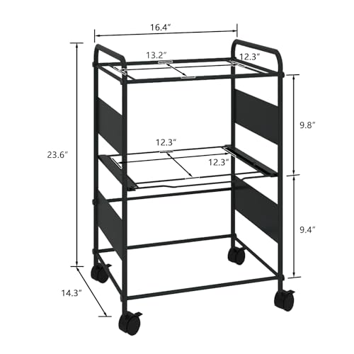 PUNCIA 2-Tier Metal File Cart with Wheels Pull-Out Rolling Folder Organizer - size: 2 Tiers
