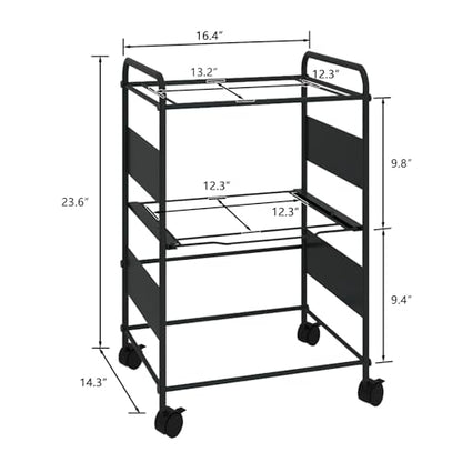 PUNCIA 2-Tier Metal File Cart with Wheels Pull-Out Rolling Folder Organizer - size: 2 Tiers