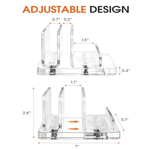 Acrylic Vertical Laptop Stand, 3-in-1 Design with Adjustable Slot Width | Clear Laptop Holder Desktop Space Saving, Supports Suitable for MacBook, IPad, IPhone, Chromebook, Surface, Samsung, Etc