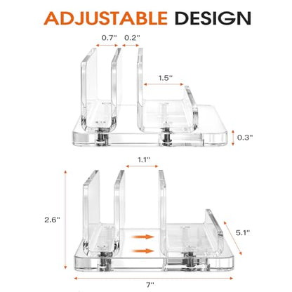 Acrylic Vertical Laptop Stand, 3-in-1 Design with Adjustable Slot Width | Clear Laptop Holder Desktop Space Saving, Supports Suitable for MacBook, IPad, IPhone, Chromebook, Surface, Samsung, Etc