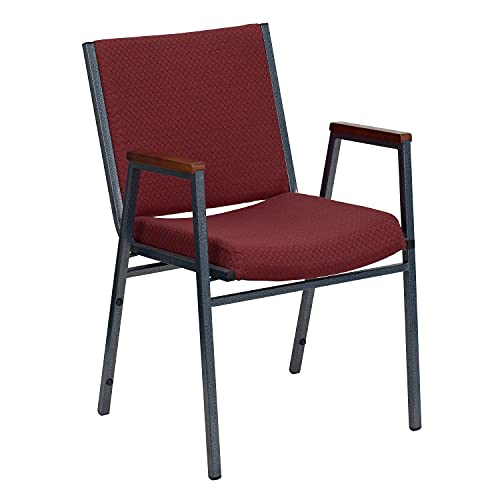 Flash Furniture 4 Pack HERCULES Series Heavy Duty Burgundy Patterned Fabric Stack Chair with Arms - color: Burgundy Patterned Fabric, size: Set of 4