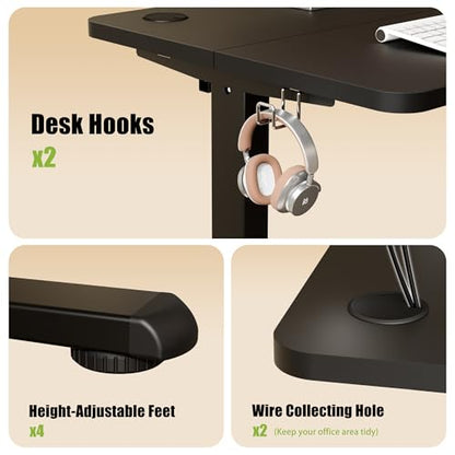 40"x24" Standing Desk, Height Adjustable Sit-Stand Home Office, Black | Electric Adjustable Standing Desk, Sit to Stand Computer Office Desk with Splice Board, Memory Preset, Lifts 28.7''-46.5" - color: Black Frame-black, size: 40-inch