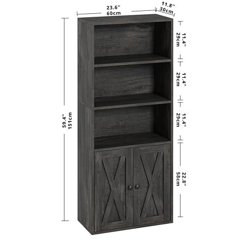 IRONCK Industrial Bookshelves and Bookcases with Doors and Shelves - color: Charcoal Grey