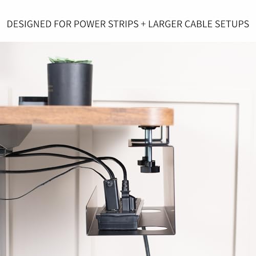 VIVO No Drill Clamp-on 17 inch Power Strip Cable Management Tray, Under Standing Desk Steel Cord Organizer, Black, DESK-CM6L-B - size: 17" (Pack of 1)