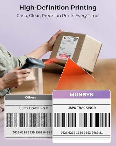 MUNBYN 130B Bluetooth Thermal Label Printer+2 Inch Round Thermal Labels+Pink Label Holder