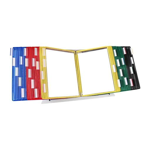 Tarifold Desktop Reference Organizer & Display System, 50 Double-Sided Pockets, 100 Sheet Capacity, Expandable, Durable Steel Wire Frames, Letter Size, Made in France, Assorted Colors - color: Assorted Colors (Blue, Red, Yellow, Green, Black), size: 50 Po