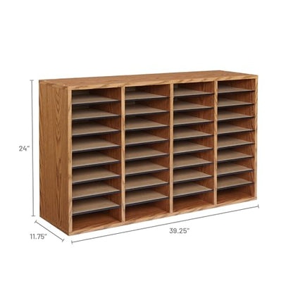 Safco Literature Organizer, 36 Compartments, Office and Classroom Mailbox with Adjustable Shelves, Wood Paper and Mail Sorter, Medium Oak