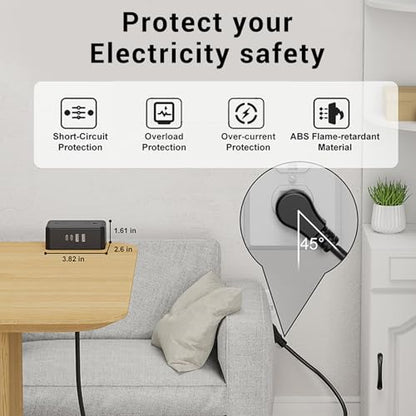 Desk Clamp Power Strip, 8 in 1 Desktop Charging Station with 4 AC Outlets 4 USB Ports 20W PD Fast Charge, Widely Spaced Outlets, 6.56ft Cord, with Overload Protection (US Plug)