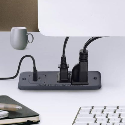 Intelligent Power Outlet with USB Type C, Fast Charging 20W, 2 Sockets, Fire Flush Mount Outlet for Office Desk, Home