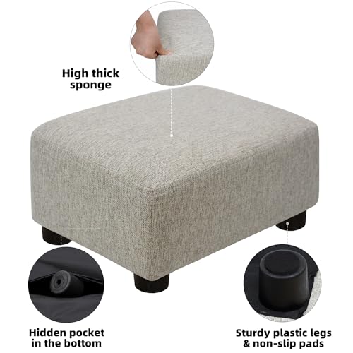 CAROLMADE Small Foot Stool Ottoman Footstool with Legs Under Desk Footrest for Living Room Bedroom and Office,Linen-Beige - color: Beige, size: 11"d X 15.4"w X 8.3"h