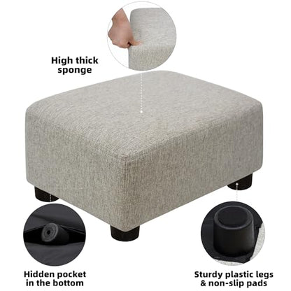CAROLMADE Small Foot Stool Ottoman Footstool with Legs Under Desk Footrest for Living Room Bedroom and Office,Linen-Beige - color: Beige, size: 11"d X 15.4"w X 8.3"h