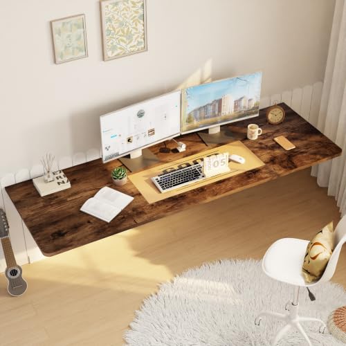 IAE Wall Mount Folding Desk,Floating Computer Desk for Small Spaces,Rustic | 60x22in engineered wood desktop with metal brackets, folds flat to save space in home office, apartment and laundry room - color: Rustic, size: 60"*22"