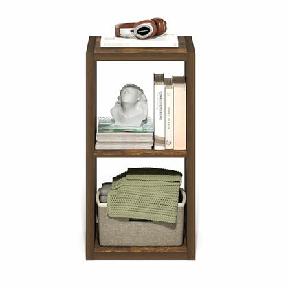 Furinno Cubicle 2-Cube Book Shelf, Extra Thick Frame Bookshelf, Amber Pine - color: Amber Pine, size: 2-Cube