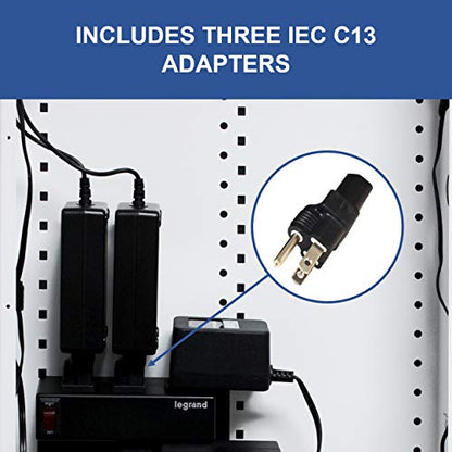 Legrand On-Q AC1031 Media Enclosure Power Strip, Half Width for Power Strip Media Cabinet, Power Strip to Optimize Cable Management with 6 Outlets, 3 IEC C13 Adapters,1 IEC C7 Adapter, Black