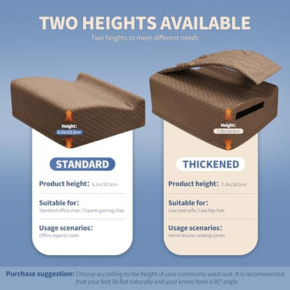Foot Rest Under Desk with Rocking Base | Brown Checkered Pattern | Washable velvet cover | 15° tilt + rocking base | 2 heights: 6.1"/7.3" | Non-slip | Office, gaming, home - color: Brown Checkered Pattern, size: 12.6" L x 15" W x 6.1"