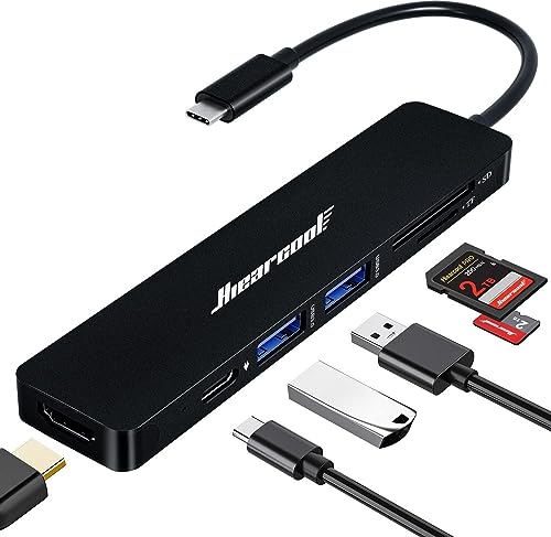 Hiearcool USB C Hub, USBC Hub Multi-Port Adapter for MacBook Pro/Air M1 M2, 4K HDMI USB-C Dock Dongle for iPad and Other Type C Devices - color: Black