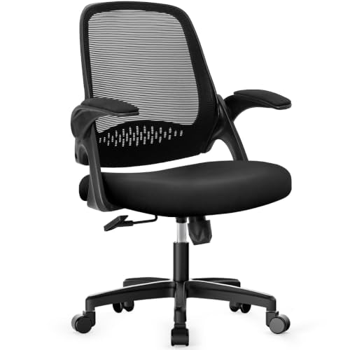 NEO CHAIR Office Desk Chair, Ergonomic Mesh with Flip-Up Armrests, Black - color: Black