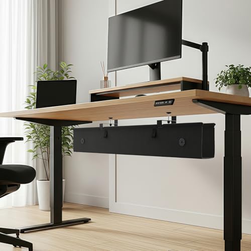 Under Desk Cable Management Tray, 40-inch No-Drill Cord Organizer with Anti-Sag Reinforced Base, Fabric Wire Management Hider for Standing Desk, Office & Gaming Accessories - Black - color: Black, size: 40 inch