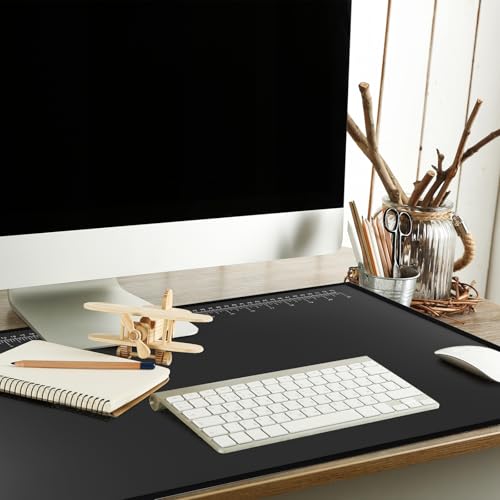 Colingmill 24 x 19 Inch Black Desk Pad with Clear Ruler Overlay