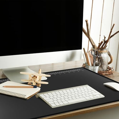 Colingmill 24 x 19 Inch Black Desk Pad with Clear Ruler Overlay