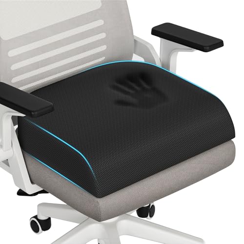TranquilRelax XL Memory Foam Seat Cushion for Office Chair, 3.35-Inch, Black - color: Black, size: X-Large