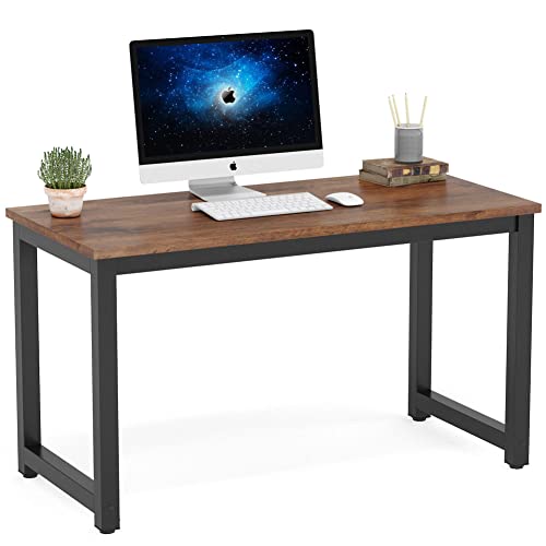 Tribesigns Modern Simple Computer Desk, 47 inch Vintage Office Desk Computer Table, Study Writing Study Desk Workstation for Home Office, Rustic Brown - color: Rustic Brown, size: 47*23.6 inch
