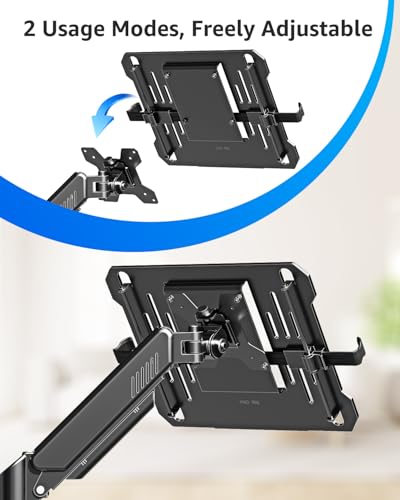 MOUNTUP Laptop Stand for Desk, 2-in-1 Monitor Mount with Laptop Tray Holds 2.2-22lbs, Adjustable Laptops Arm Mount for Max 17" Notebook & 32" Monitor, Laptops Desk Arm with Clamp/Grommet - size: Single, style: Without Pole