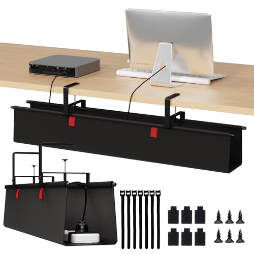 Under Desk Cable Management Tray, 36" Fabric Wire Cord Organizer, Black - color: Black, size: 36'' L