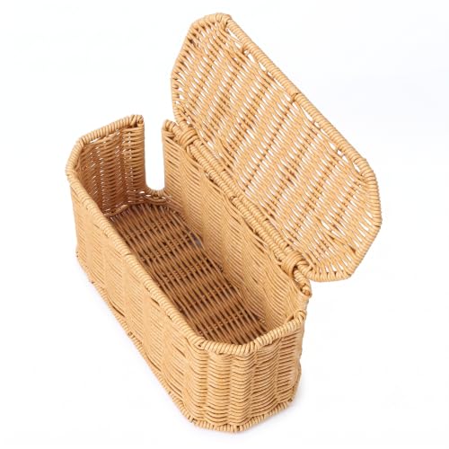 Small Cable Management Box, Mini Wicker Basket for Hiding Cords & Power Strips - size: Small
