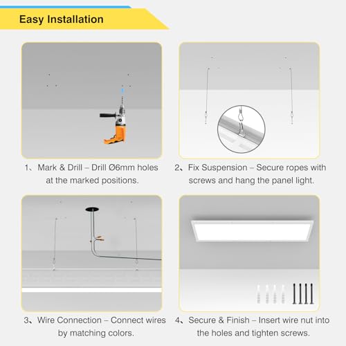 AIKVSXER 6 Pack 1x4 LED Flat Panel Light Surface Mount White, 5500LM 50W - color: White, size: 1x4FT 6PACK
