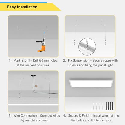 AIKVSXER 6 Pack 1x4 LED Flat Panel Light Surface Mount White, 5500LM 50W - color: White, size: 1x4FT 6PACK